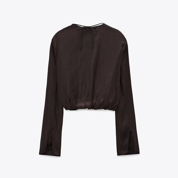 NEW Zara Satin Effect Jeweled Crop Top - Picture 3 of 5